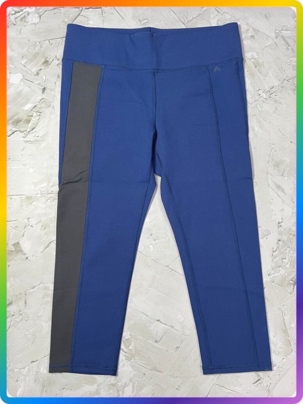 Aether High Rise Crop Leggings Blue Colorblock Size M Compression Performance